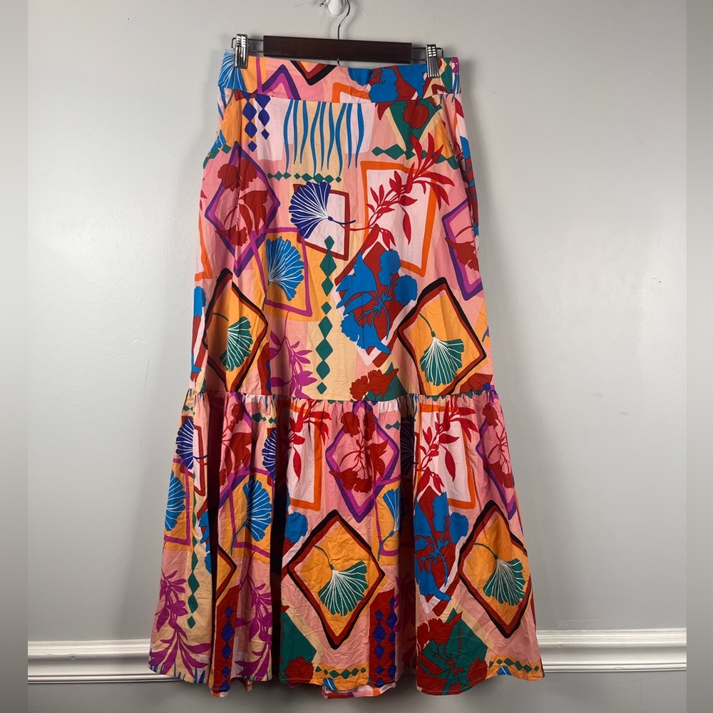 Life midi pink multi print farm rio inspired boho size large